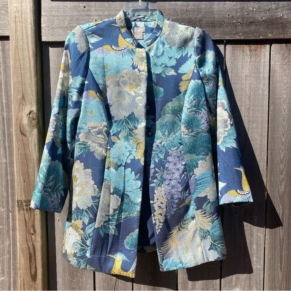 Chico's Green and Blue Floral Blazer - Picture 5 of 10